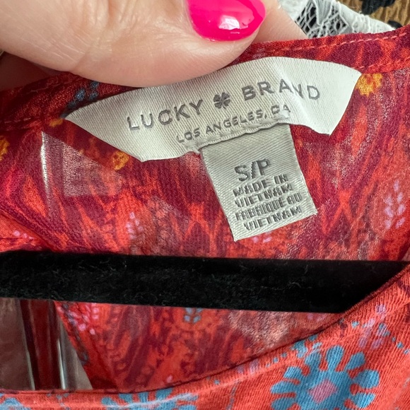 Lucky Brand | Red and Blue Patterned Women's Top - Picture 8 of 8